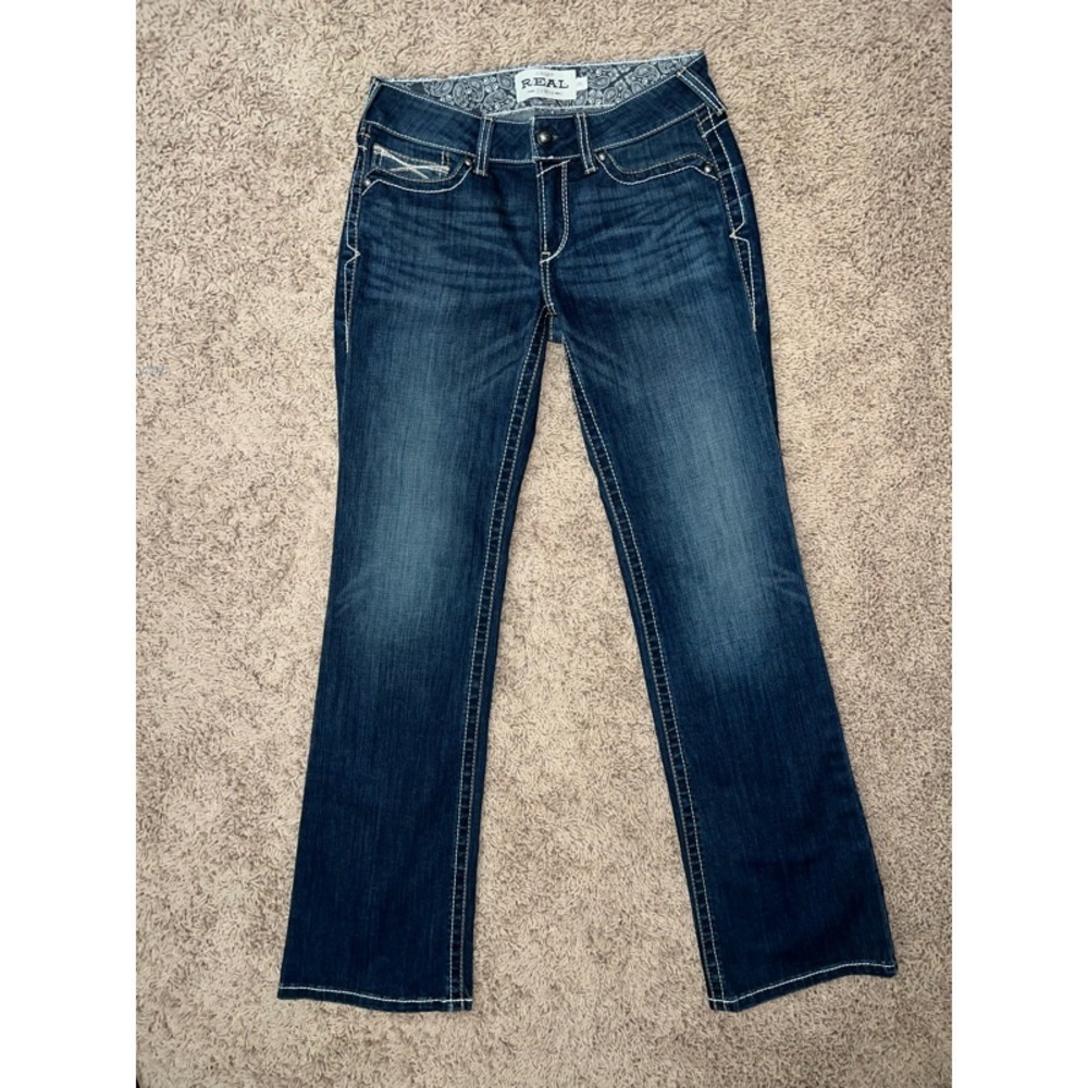 ARIAT R.E.A.L. Women’s Ocean Mid Rise Whipstitch Boot Cut Jeans 29L (34 Inseam)